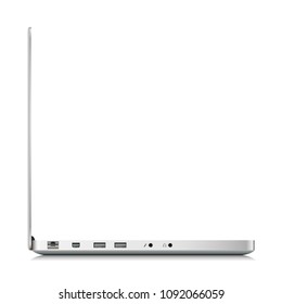 Side View Of Vector Laptop, Isolated On White Background