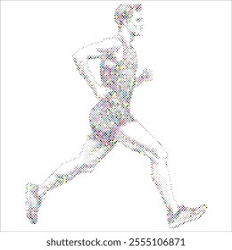 Side view of vector runner silhouette in geometric style
