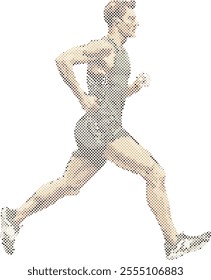 Side view of vector runner silhouette in geometric style