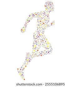 Side view of vector runner silhouette in geometric style