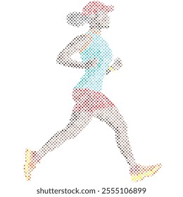 Side view of vector runner silhouette in geometric style
