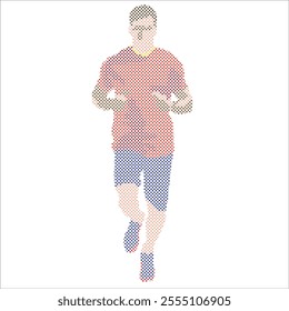 Side view of vector runner silhouette in geometric style