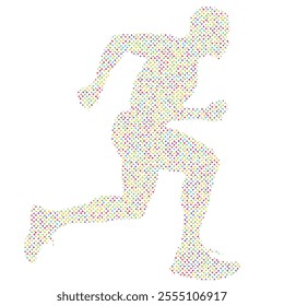 Side view of vector runner silhouette in geometric style