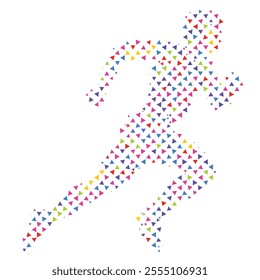 Side view of vector runner silhouette in geometric style