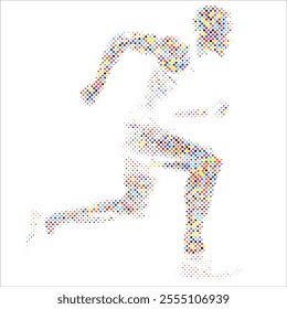 Side view of vector runner silhouette in geometric style