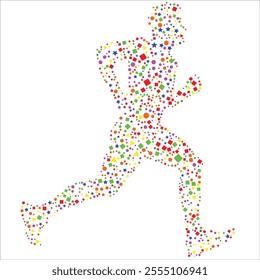 Side view of vector runner silhouette in geometric style