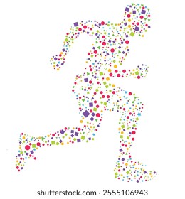 Side view of vector runner silhouette in geometric style
