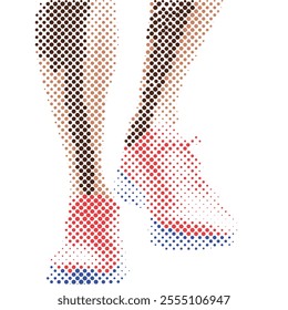 Side view of vector runner silhouette in geometric style