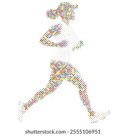 Side view of vector runner silhouette in geometric style