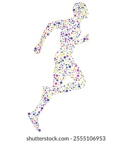 Side view of vector runner silhouette in geometric style