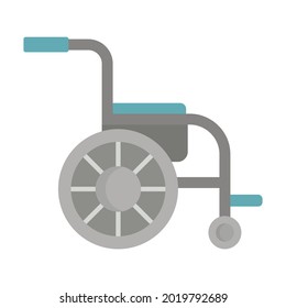 Side view wheelchair icon. Flat illustration of side view wheelchair vector icon isolated on white background