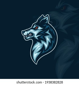 Side View Of Wolf Head Esport Mascot Illustration