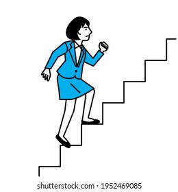 Side view woman climbing stairs  Vector illustration 