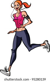 side view of woman running