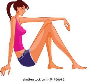 side view of woman sitting