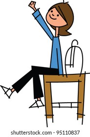 side view of woman sitting