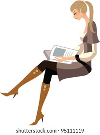 side view of woman sitting