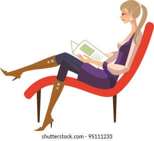 side view of woman sitting