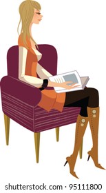 side view of woman sitting
