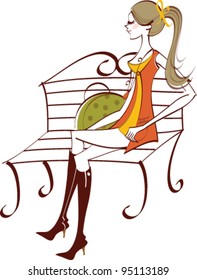 side view of woman sitting