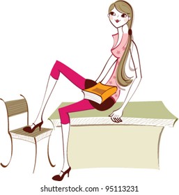 side view of woman sitting
