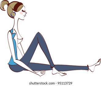 side view of woman sitting