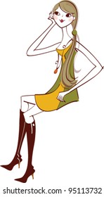 side view of woman sitting