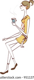 side view of woman sitting