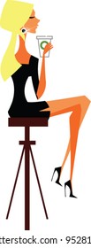 side view of woman sitting