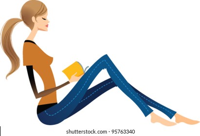 side view of woman sitting