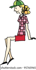 side view of woman sitting