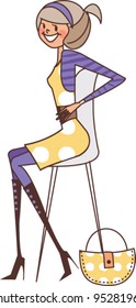 side view of woman sitting on chair
