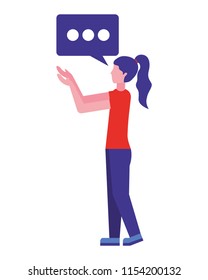 side view woman and speech bubble
