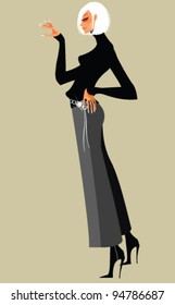 side view of woman standing