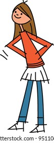 side view of woman standing