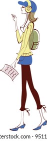 side view of woman standing