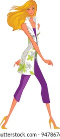 side view of woman walking