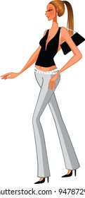 side view of woman walking