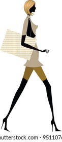 side view of woman walking