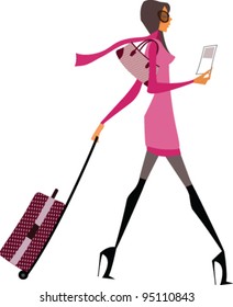 side view of woman walking