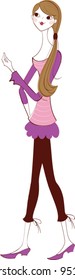 side view of woman walking