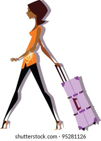 side view of woman walking