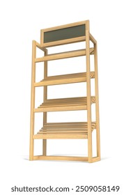 Side view of a wooden baking rack in a shop. Vector illustration.