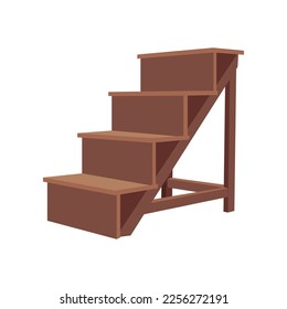 Side view wooden ladder flat vector illustration  Modern stairway for house apartment isolated white background  Home interior concept