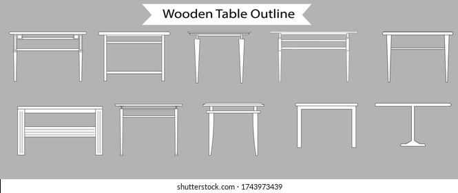 Side View Wooden Table Outline. Icon Set table