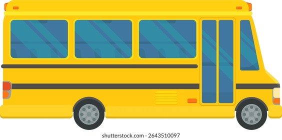 Side view of a yellow school bus in flat design style (cut out)
