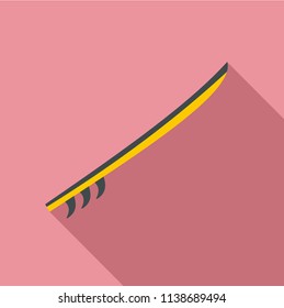 Side view yellow surfboard icon. Flat illustration of side view yellow surfboard vector icon for web design