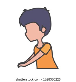 side view young man portrait character on white background vector illustration
