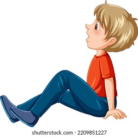 Side view young man and shocked face illustration