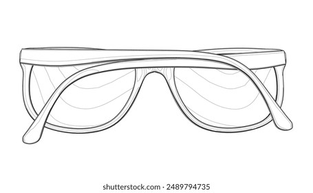 Side views of sunglasses. Simple vector hand drawn illustration. Fashion unisex summer sunglasses. Contour drawing isolated on white background. Classic sunglasses vector icon